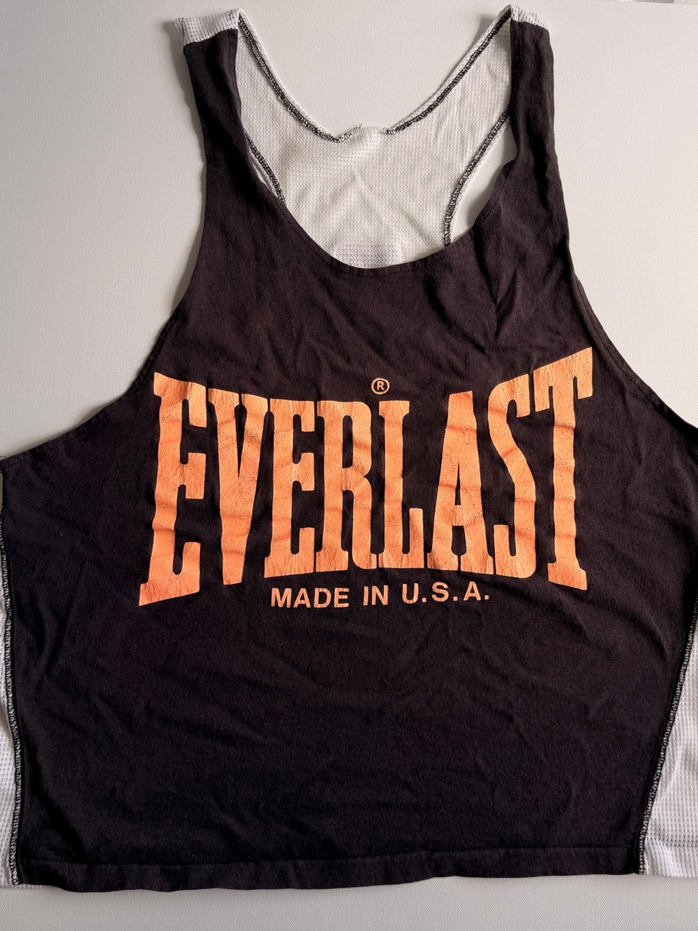 Vintage 90s Everlast Racerback Tank Top Made in USA Black Mesh Boxing Gym Crop M
